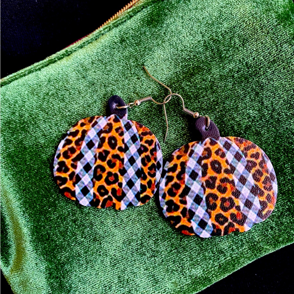Faux Leather Pumpkin Earrings